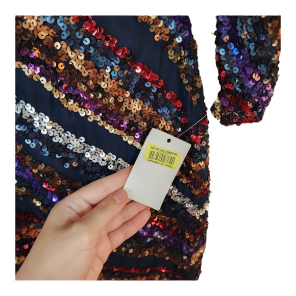 New SCALA silk navy blue with sequins Homecoming Cocktail Dress size 6 - Picture 8 of 11